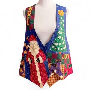 Handmade Festive Christmas Vest with Santa and Tree
